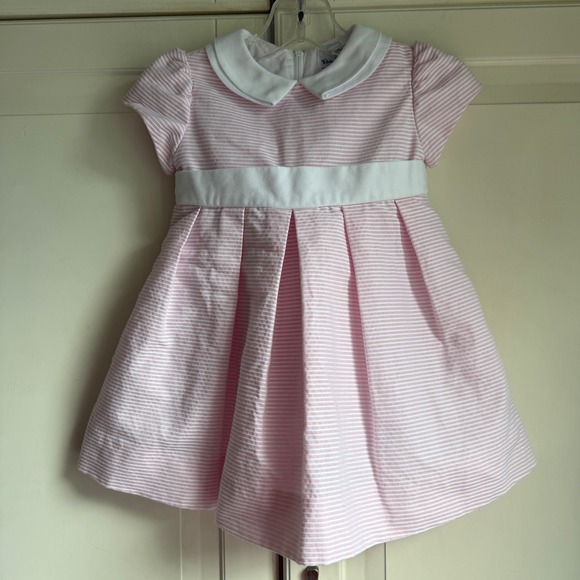 Florence Eiseman Pink Striped Dress Peter‎ Pan Collar Party Classic Girls 18M - Picture 1 of 6